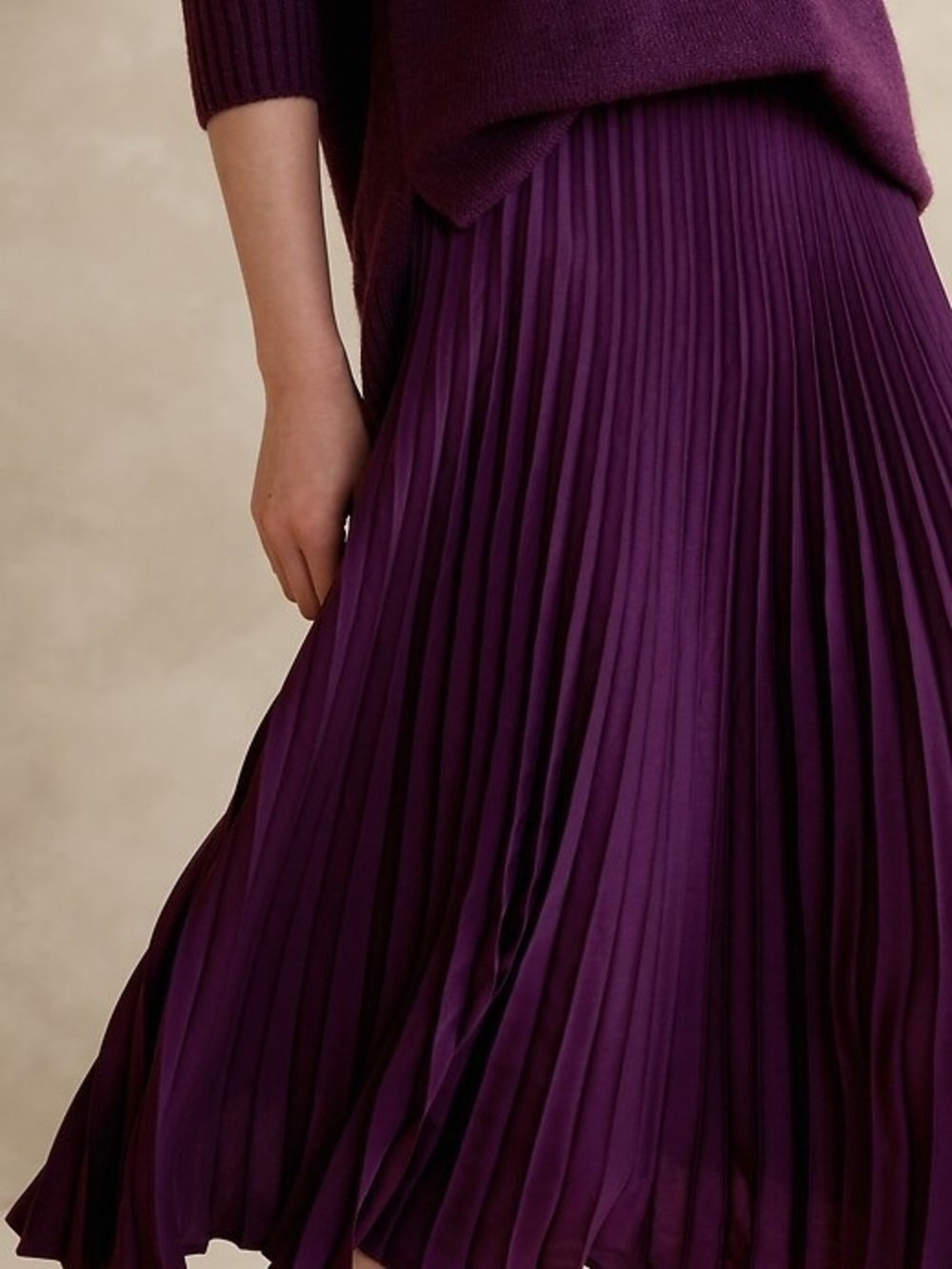 Banana Republic Purple Pleated Midi Skirt A-Line Skirt Size 8